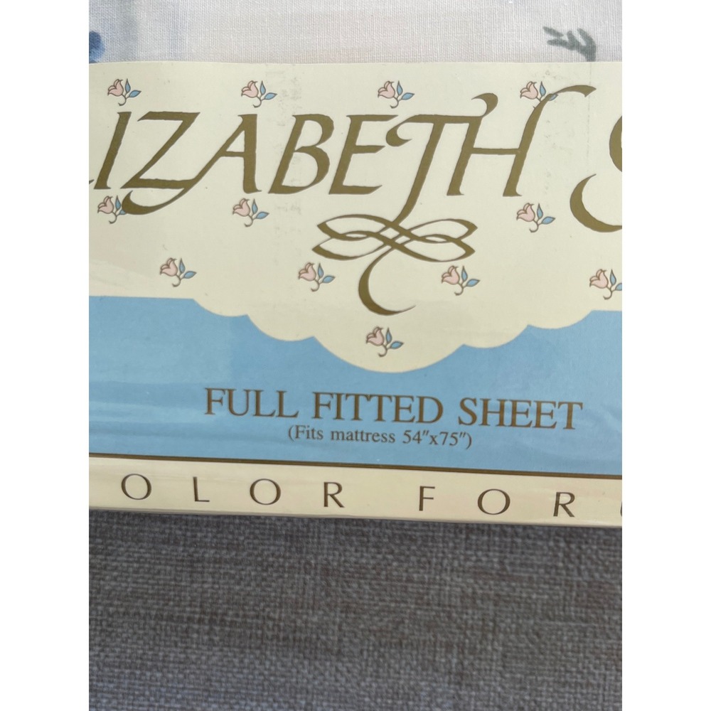 Vintage Elizabeth Gray Victoria Floral Full Flat & Fitted Sheet Set NEW Cottage - Picture 4 of 8